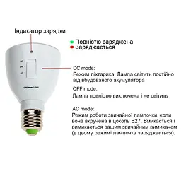 Лампа аварійного освітлення з акумулятором під патрон Е27 Nectronix MB6W-B, до 5 годин автономного освітлення (100483) - мініатюра 7
