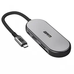 Хаб USB-C ArmorStandart Type-C to HD4K+PD+3USB+TF/SDcard Grey (ARM69366) - мініатюра 2