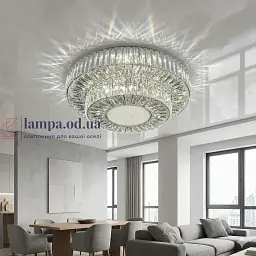 Розкішна стельова LED люстра кришталева для вітальні Linisoln 9898-600 срібло 60 см 160W