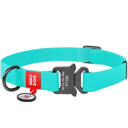 Нашийник для собак Waudog Waterproof, коллартекс, водостійкий, світиться, з QR паспортом, металева пряжка-фастекс, 23-35х1,5 см, ментоловий