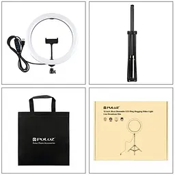 Кільцева USB LED лампа Puluz PKT3061B 11.8"+ штатив 1.65 м - мініатюра 4