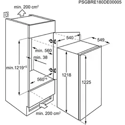 Холодильна камера Electrolux вбудована, 122x55х55, 207л, E, ST, білий - мініатюра 5