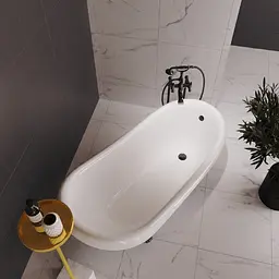 Ванна окремостояча глянцева Amidicon Symphony 167x78 біла з литого каменю чорні ніжки SYMFONIYA_167_bl_HL, Білий - мініатюра 3