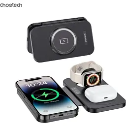 Зарядний пристрій Choetech Wireless magnetic 3-in-1 15W black (T616-F) - миниатюра 2