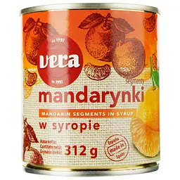 Мандарини Vera часточками у легкому сиропі, 312 г - мініатюра 2