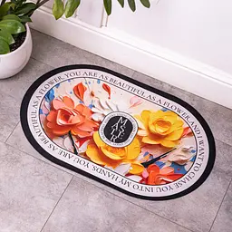 Діатомітовий 3d килимок овальний для дому Beautiful Flowers 38×58 (см) вологопоглинальнючий килимок для кухні ванни та туалету Yiwu HP-42-55 - мініатюра 2