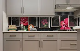 Вініловий кухонний фартух Троянди в Рамках наклейка для кухні ПВХ квіти Абстракція Чорний Happy Pocket Z181626 - мініатюра 4