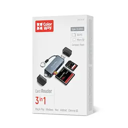 Зчитувач флеш-карт ColorWay USB 2.0/USB-C to CF/SD/MicroSD (CW-CR-01) - мініатюра 12