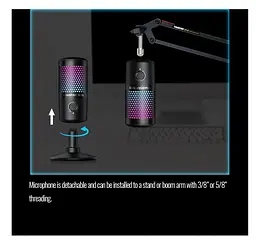Цифровий конденсаторний мікрофон для запису Takstar GX-1 USB RGB - мініатюра 14