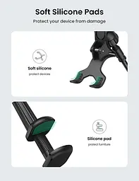 Підставка-тримач для телефону Ugreen LP113 Multifunction Phone Clip Stand з кріпленням чорний (80906) - мініатюра 3