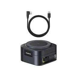 Бездротовий зарядний пристрій Baseus PicoGo Series 2-in-1 Magnetic Qi2 67W чорний - мініатюра 6