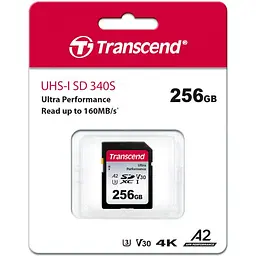 Карта пам'яті Transcend 256GB SD C10 UHS-I U3 A2 R160/W90MB/s 4K (TS256GSDC340S) - мініатюра 2