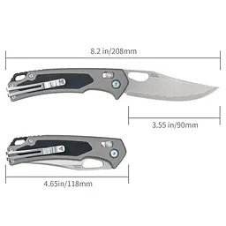 Ніж складаний туристичний SRM Retriever 9203-AK (9 см) 140Cr / G10 чорно-сірий - мініатюра 10