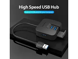 Мультипортовий адаптер Vention 4-Port USB 3.0 0.5 м Black (CHBBD) - мініатюра 3