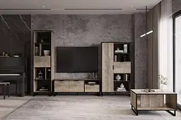 Тумба під телевізор Moreli Forte F-0007 у стилі Loft 1400х505х400 мм Дуб Гранж Пісочний - мініатюра 3