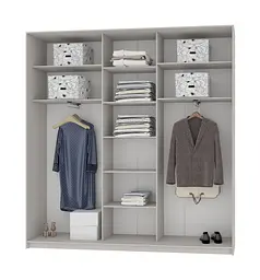 Шафа-купе тридверна MebelStar Стандарт BG 2ДСП/Дзеркало 230x45x240 см Аляска білий (MBS-8657) - мініатюра 2