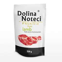 Вологий корм для собак алергіків Dolina Noteci Premium Pure з ягням пауч 500 г