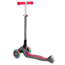 Самокат Globber Primo foldable lights, колеса з підсвічуванням, сіро-червоний (432-120-2) - мініатюра 2