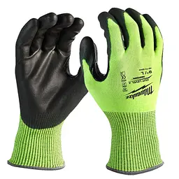 Рукавиці робочі сигнальні Hi-Vis Milwaukee з опором порізам 4/D рівня розмір 9/L - мініатюра 2