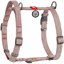 Шлея для собак Waudog Re-cotton H-подібна з QR паспортом світловідбиваюча S 36-42 см коричнева