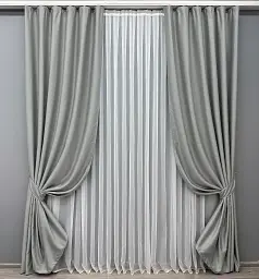 Комплект штор VR-Textil шеніл 2 шт 150x270 см світло-сірий (1689ш) - мініатюра 2
