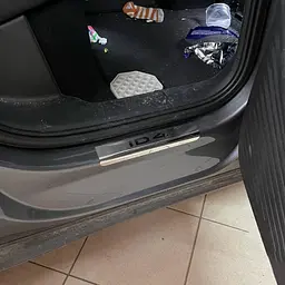 Накладки на пороги для Volkswagen ID.4 2020- Нержавіюча сталь із загином та Логотипом 4 шт (Premium P-VW56) - мініатюра 2