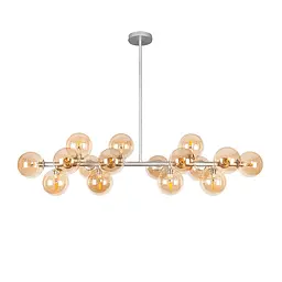 Люстра стельова Levistella 7841020-16 GAB+BR (S), 16 плафонів, сріблястий, коричневий скло, сучасний стиль для дому