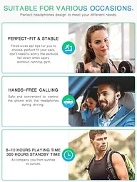 Спортивні Bluetooth навушники YATWIN IPX7 із шийною дужкою - мініатюра 4