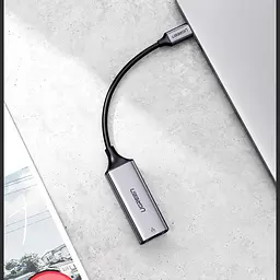 Перехідник USB 3.1 Type-C --> Ethernet RJ45 1000 Mb CM199 UGREEN Косм. Сірий - мініатюра 8