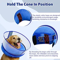 Захисний надувний нашийник для собак Derby Inflatable Dog Cone with Detachable Anti-Licking Shield, Blue, M - мініатюра 4
