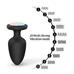 Анальна пробка з вібрацією та підсвічуванням 10X Light Up Rechargeable Anal Plug K000752 - мініатюра 3