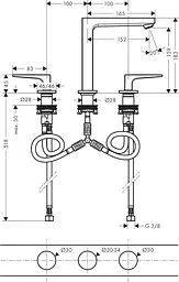 Змішувач Hansgrohe Metropol 160 для умивальника на 3 отвори Chrome 32515000 Хром - мініатюра 3
