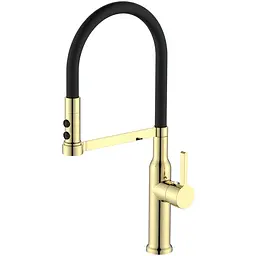 Змішувач для кухні Mixxus Premium Pull 017 brushed gold refl.black MI8280, Золотий
