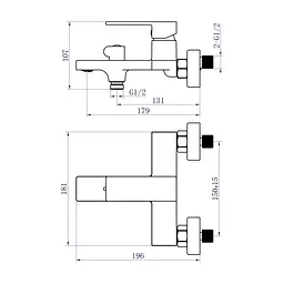 Змішувач для ванни Qtap Gemini (з душовим гарнітуром) QTGEM259BLM45682 Black Matt - мініатюра 2