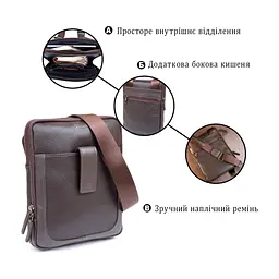 Сумка Shvigel На два відділення шкіряна Коричнева (11286) - мініатюра 5