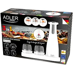 Млинок для спецій Adler AD 4449 білий електричний/150мл/керамічні жорна/USB-C/3 змінні млинки/білий - мініатюра 7