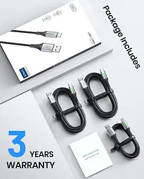 Кабель INIU USB C, [3 одиниці 3.1A] QC3.0 швидке заряджання USB типу C, плетений нейлон (1,6+6,6+6,6 футів) - мініатюра 2