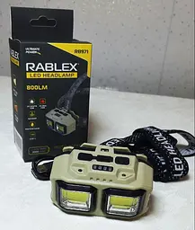 Яскравий налобний ліхтар Rablex RB 971 з червоним і білим акумуляторним світлом з датчиком руху 18650 IP44 - мініатюра 7
