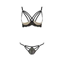 Комплект білизни VALERY Set OpenBra black - Passion Exclusive: стрепи: трусики відкритий ліф 2XL/3XL - мініатюра 5