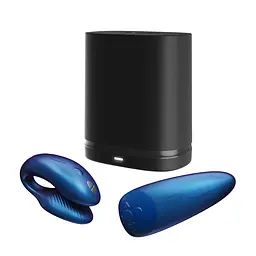 Смарт-вібратор для пар We-Vibe Chorus Cosmic Blue, сенсорне керування вібраціями стисненням пульта - мініатюра 7