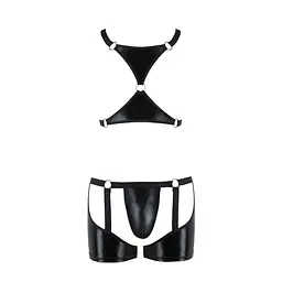 Комплект еротичної чоловічої білизни Passion 047 SET JOHN XXL/XXXL Black, труси, портупея - мініатюра 5