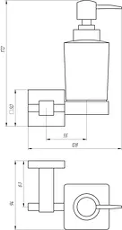 Дозатор для рідкого мила Globus Lux SQ 9433, Хром матовий - мініатюра 2