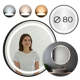Кругле настінне дзеркало ModernHome Anti-Fog з LED-підсвіткою 80 см. - мініатюра 2