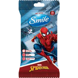 Вологі серветки Smile Antibacterial Marvel, 15 шт. - мініатюра 3