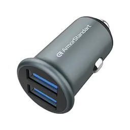 Автомобільний зарядний пристрій у прикурювач 36W з підтримкою Quick Charge 3.0, два USB порти, швидка зарядка для телефону та планшета, сірий, ArmorStandart (ARM65438)