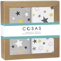 Пелюшки дитячі багаторазові Cosas Yellow Stars 2 шт 80х100 см (Бязь_Звезды-ЖелтоСерые)