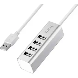 Концентратор HOCO USB 2.0 to 4xUSB Line machine HB1 Silver (6957531038146)