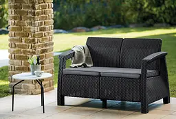 Диван пластиковий садовий Keter Corfu II Love seat графіт - мініатюра 4