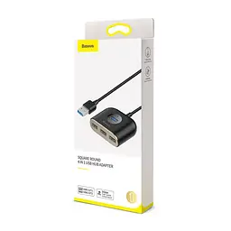 Usb-хаб Baseus Square round 4 in 1 Usb Hub Adapter (Usb3.0 TO Usb3.0x1+Usb2.0x3) 1m Чорний (CAHub-AY01 - мініатюра 3