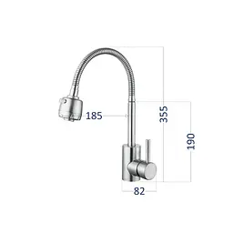 Змішувач для кухні Lidz Aria 015F41 з гнучким виливом (k35) LDARI015F41NKS45306 Nickel Нержавіюча сталь - мініатюра 2